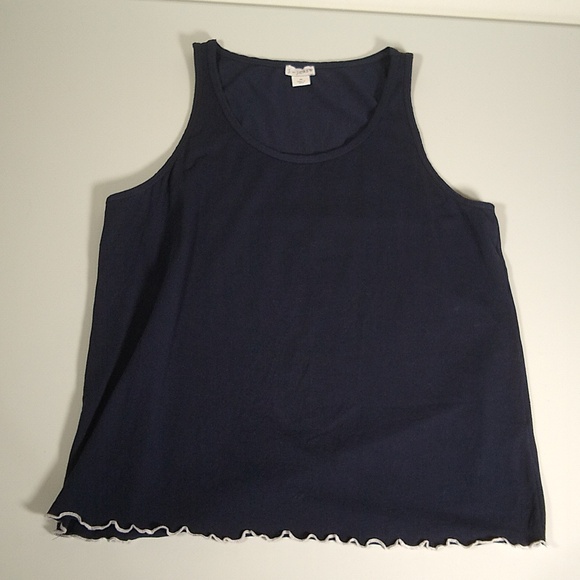 J. Crew navy blue tank top lettuce edge pajama top M - Picture 3 of 8